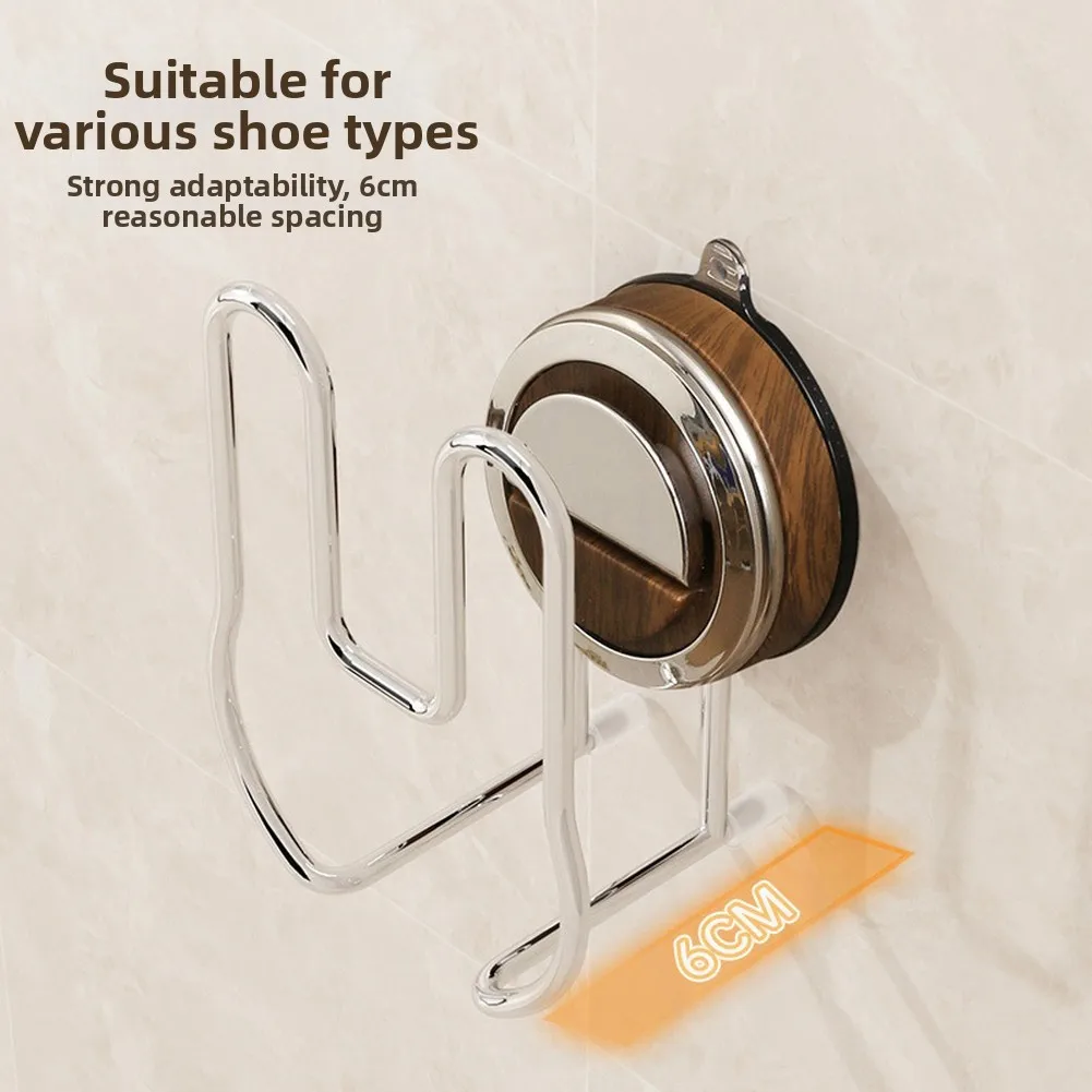 Wall Mounted Suction Cup Slipper Rack for Home Space Saving Shoe Storage with Stainless Steel and ABS Materials