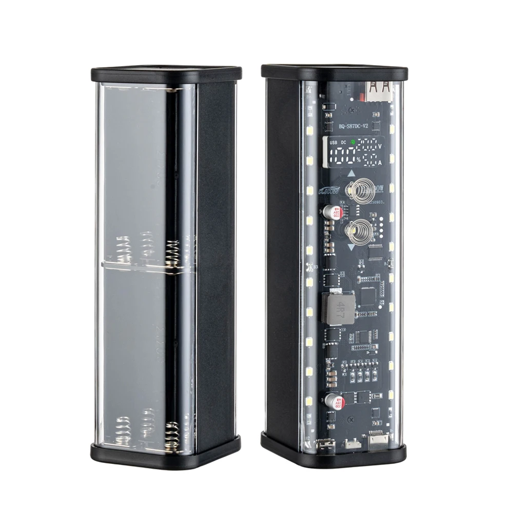 PD 100W Super-Schnell-Ladegerät Powerbank-Kit, lötfrei, 8-Zellen 21700 Batteriehalter, DIY-Ladegerät, transparente Hülle – Detail 14