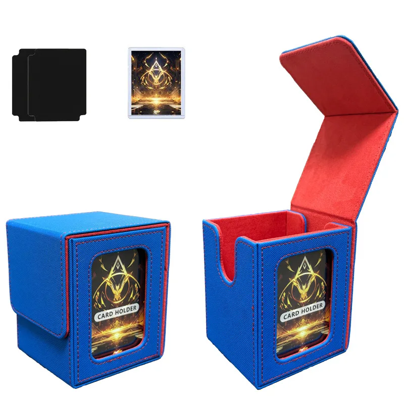 Deck Case Holds 100+ MTG Card Deck Box for Commander Display PU Leather Trading Card Storage Box for TCG PTCG Game Sports Cards