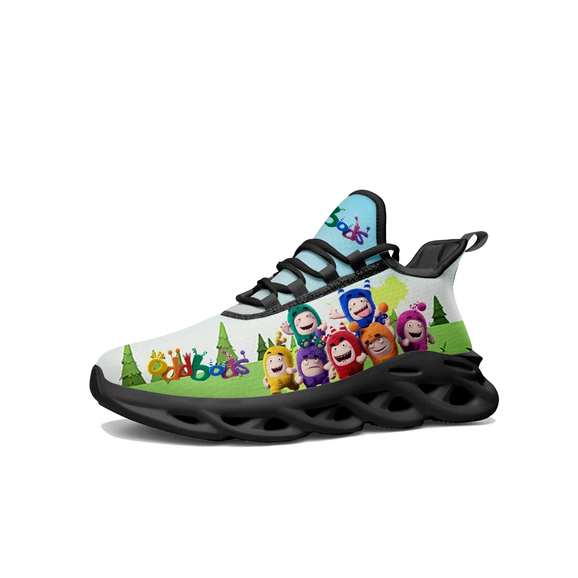 Oddbods-zapatillas planas para hombre y mujer, calzado deportivo para adolescentes, calzado deportivo de alta calidad, calzado de malla con cordones personalizados de Anime de Singapur