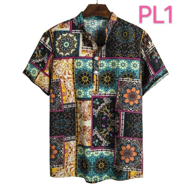 SZYL-camisa con estampado Floral Hawaiano para hombre, camisa de manga corta, ropa de verano, nuevo