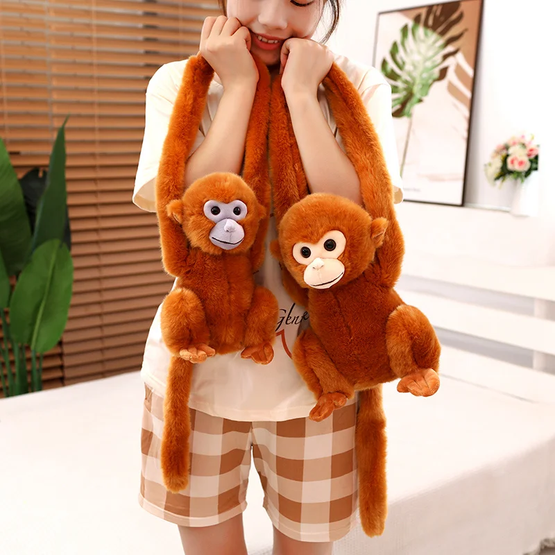 Simulation Cute Monkey Plush Toy Golden Monkey Doll Long Arm Monkey High-end Curtain Bundled Ornaments Stuffed Toys Home Decor images - 6