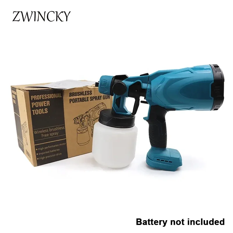 

ZWINCKY 1000ML Electric Spray Gun Cordless Paint Sprayer Auto Furniture Steel Coating Airbrush Compatible For Makita 18V Battery