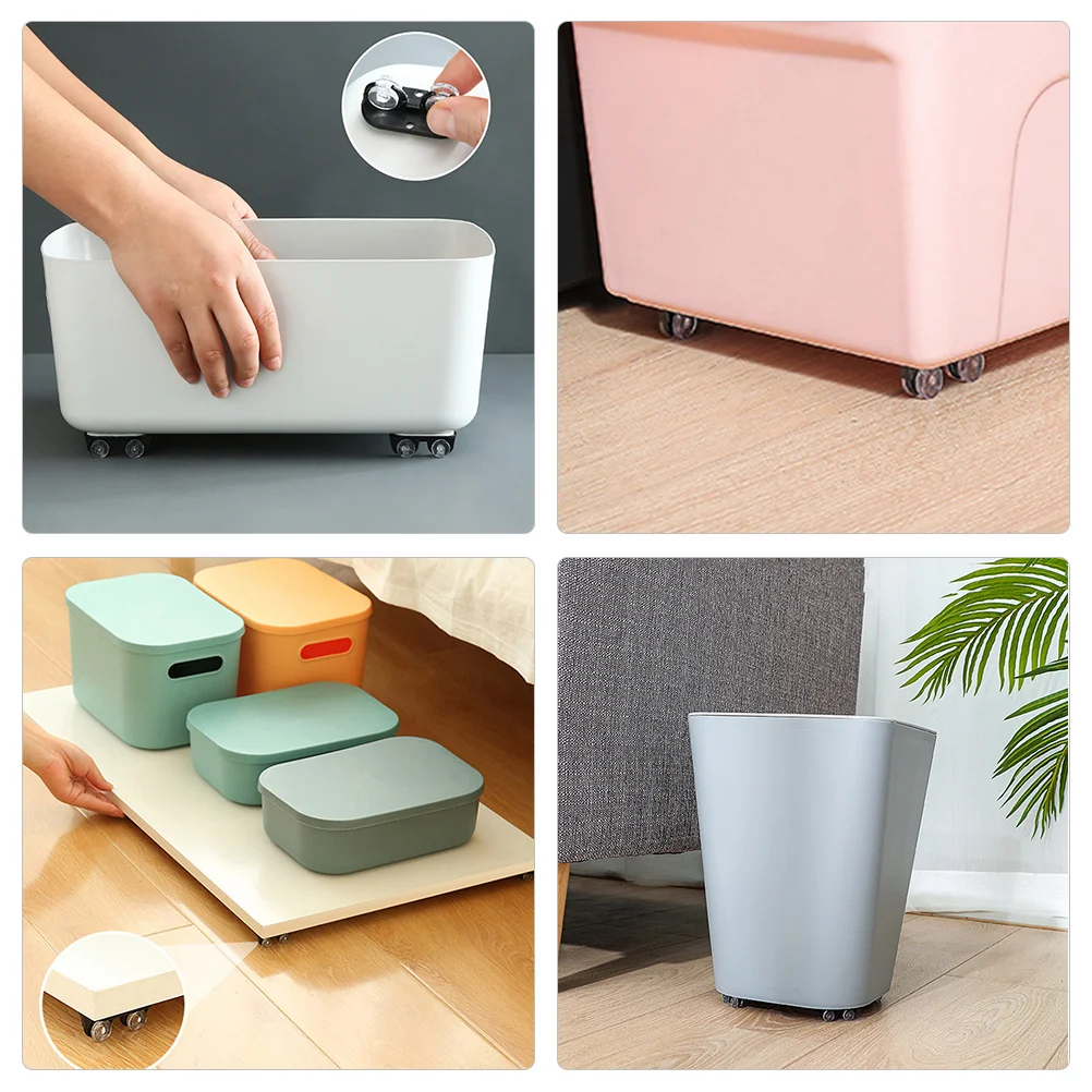 

8pcs Non-Swivel Casters Wheels For Storage Box Bin Furniture Self Adhesive Mini Caster Pulleys Wear Resistant Floor Protector