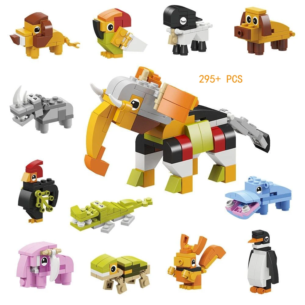 Animal Building Block Brick Set 12-in-1 Insects Sealife Elephant Assembled Toys Constructor Kid Educational Toy for ChildrenGift