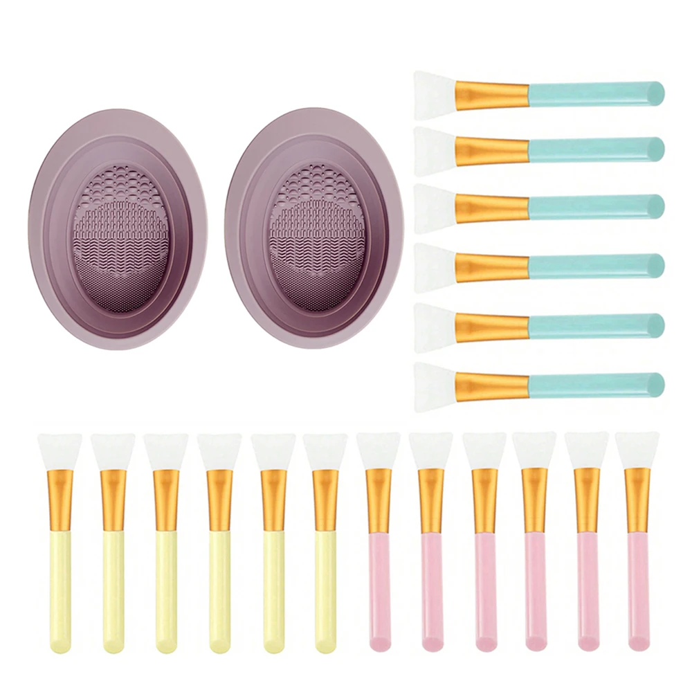 

20Pcs Set Cleaning Tools Set Silicone Makeup Brush Cleaning Bowls Apply Facial Mask Brushes Household For Women