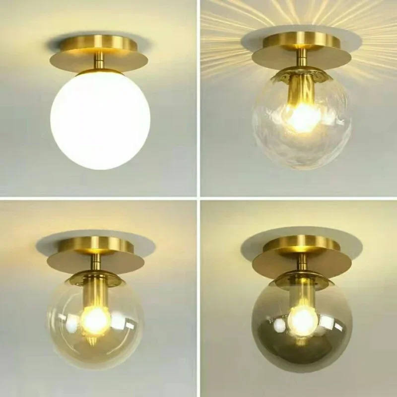 

Nordic Gold Glass Iron Ceiling Light for Home Daily Lighting Bedroom Living Room LED E27 Bedside Lamp Light Fixtures for Celling