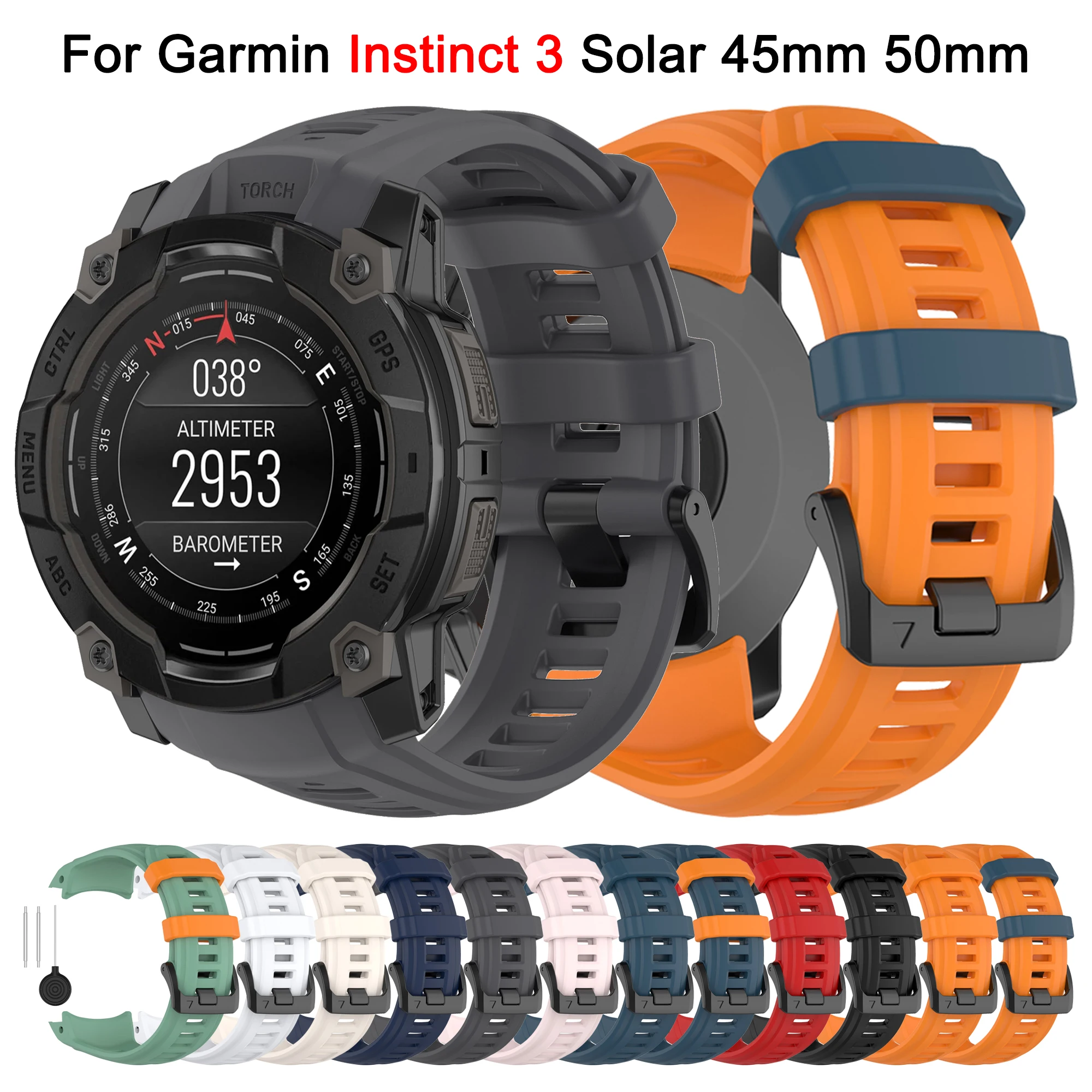 

Original Strap For Garmin Instinct 3 Solar 45mm 50mm Silicone Smart Watch Wrist Band Bracelet Instinct3 AMOLED WristBand correa