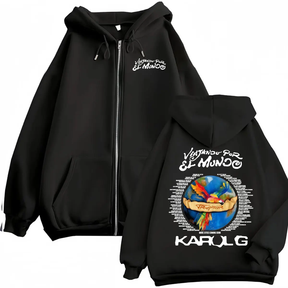 Jaqueta Moletom com Zíper Karol G Tropicoqueta Tour 2026 - Tendência de Moda Masculina e Feminina, Moletom de Alta Qualidade com Zíper