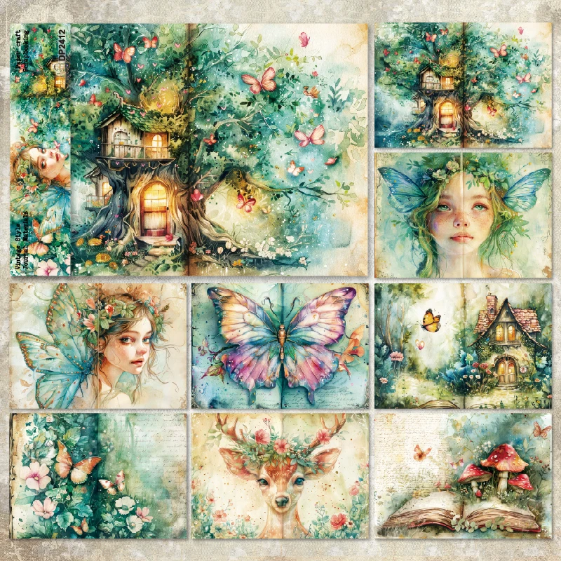 Panalisacraft 8 sheets A5 size Vintage Style Scrapbooking patterned paper Fancy Card Pack Light weight Craft Paper Card