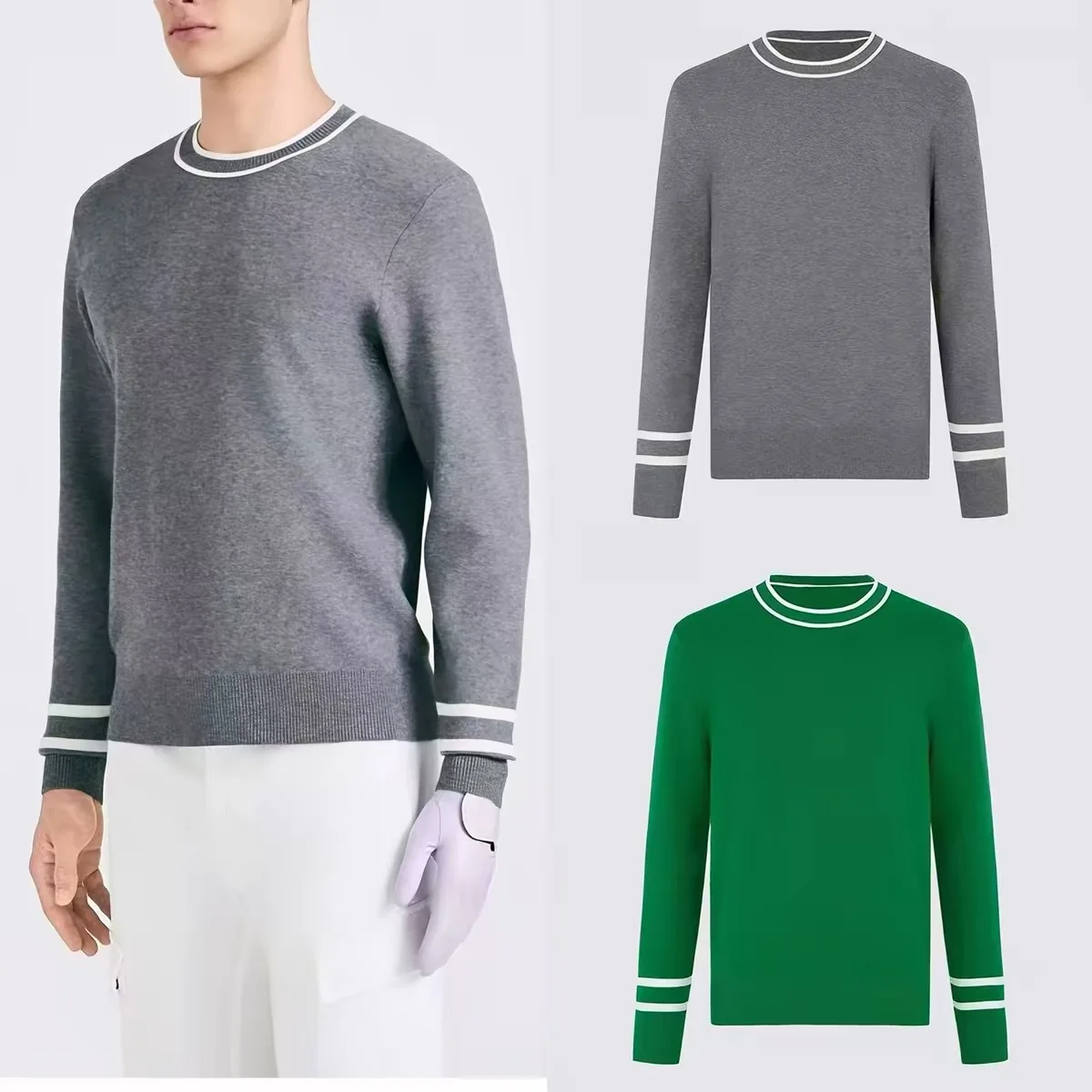 Golf Clothing for men, new style for autumn and winter slim-fitting no-pill wool golf sweater, knitted brand golf vest