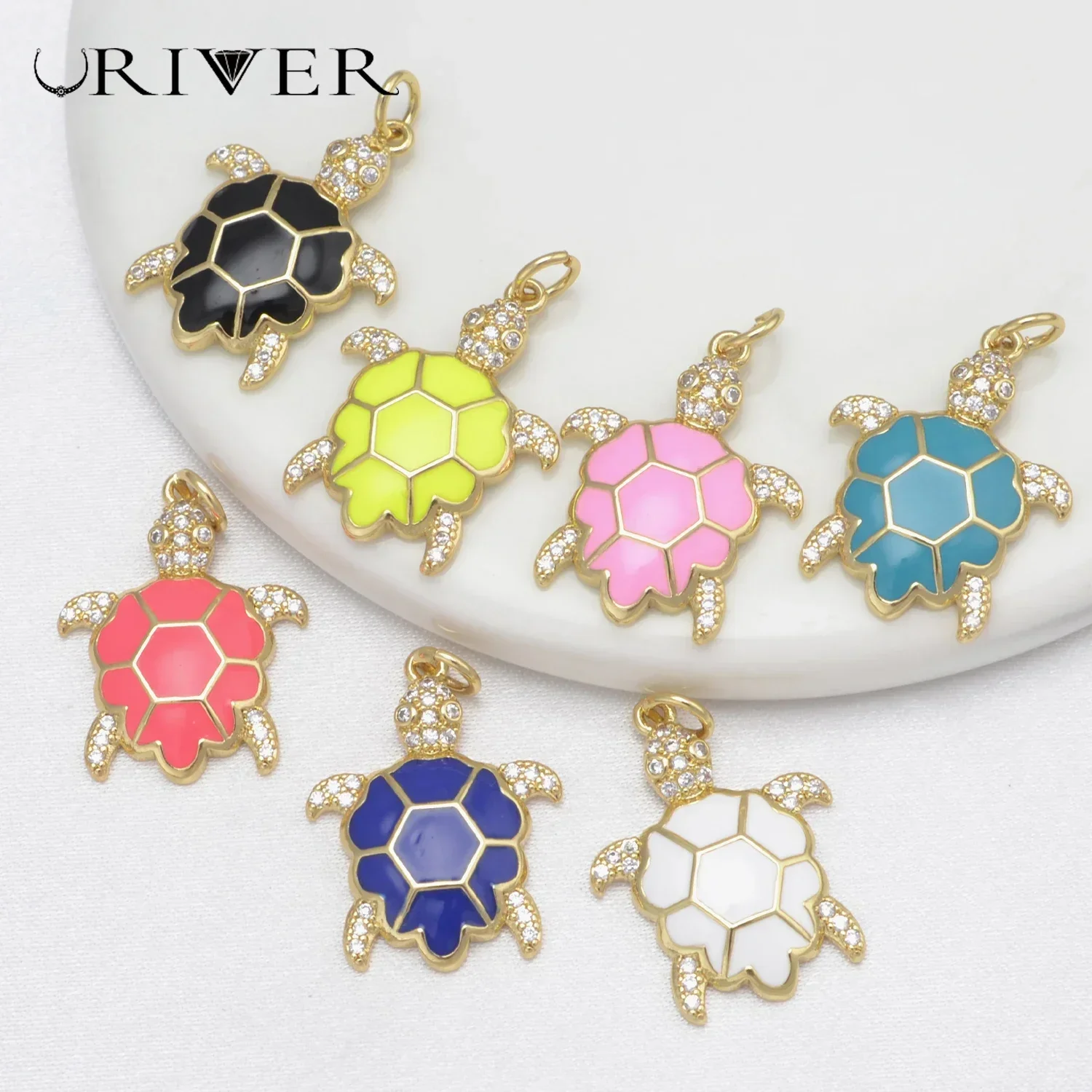 

5 Pcs Cute Turtle Pendant for Women Ocean Element Charms Accessories Colorful Sea Turtle DIY Jewelry Women's Earrings Material