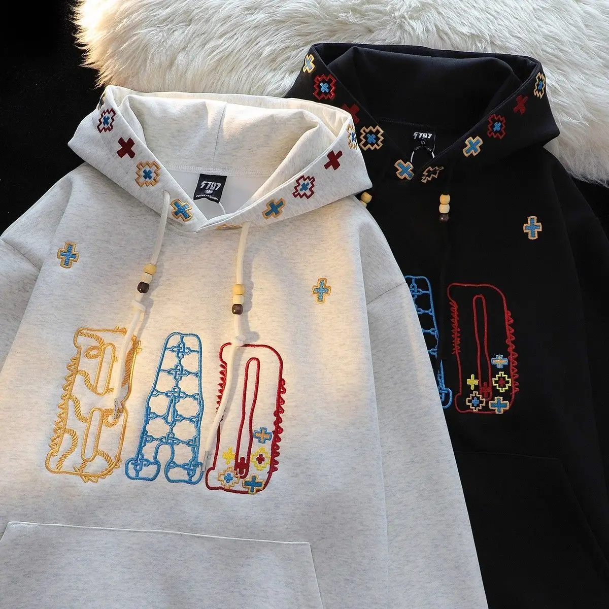 

Толстовки с рисунком креста в американском стиле, толстовки большого размера, хип-хоп, уличная мода для пар, топы Y2K, Harajuku, консервативный стиль