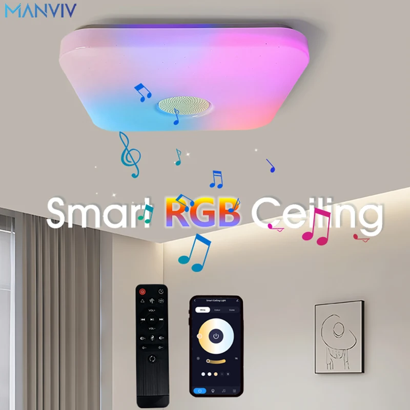 LED Square Round Ceiling Light Smart Bluetooth RGB CCT Tuya APP Dimmable Music Light with Remote Control 36W 220V Living Room