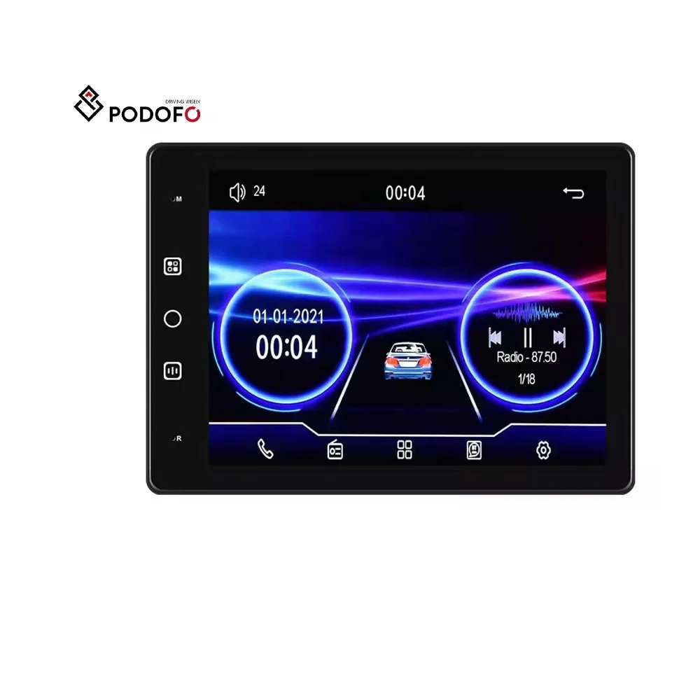 Podofo 2 Din 9,5-дюймовый MP5-плеер с Carplay Android Auto Автомобильный радиоприемник BT FM AUX TF Поддержка 720P AHD никары