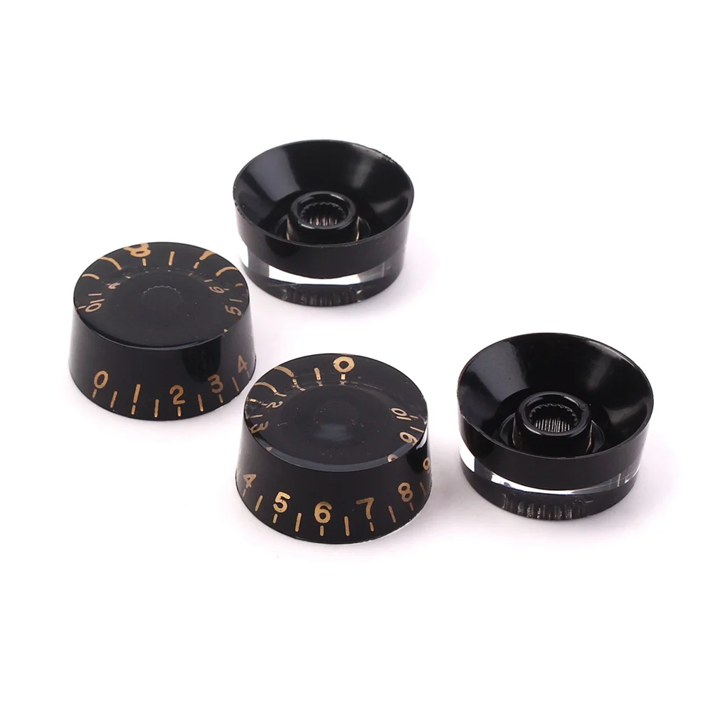 

4Pcs Black Electric Guitar Knobs Set Volume Tone Control Replacement Premium Plastic Material Easy Install Fit Style