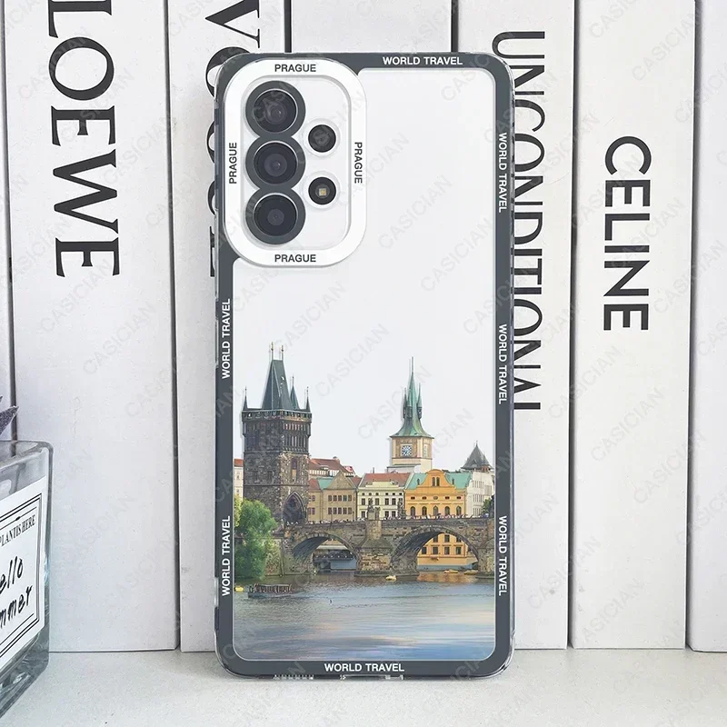 Case For Samsung Galaxy S20 Plus S21 FE S22 S23 Ultra A53 A52 A54 S24 World Travel Prague Czech Republic Art Printing Soft Cover