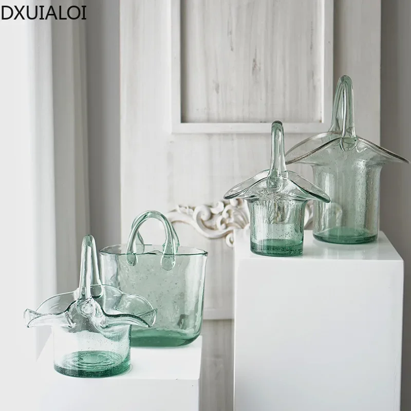 Creative bubble shopping basket bag glass vase flower living room desktop vase European style home decoration accessories  gift