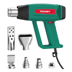 HYCHIKA High Quality Electric Heat Air Gun with Six Nozzles Adjustable Temperature 1800W 230V 60-600℃ Hot Air Gun Power Tools