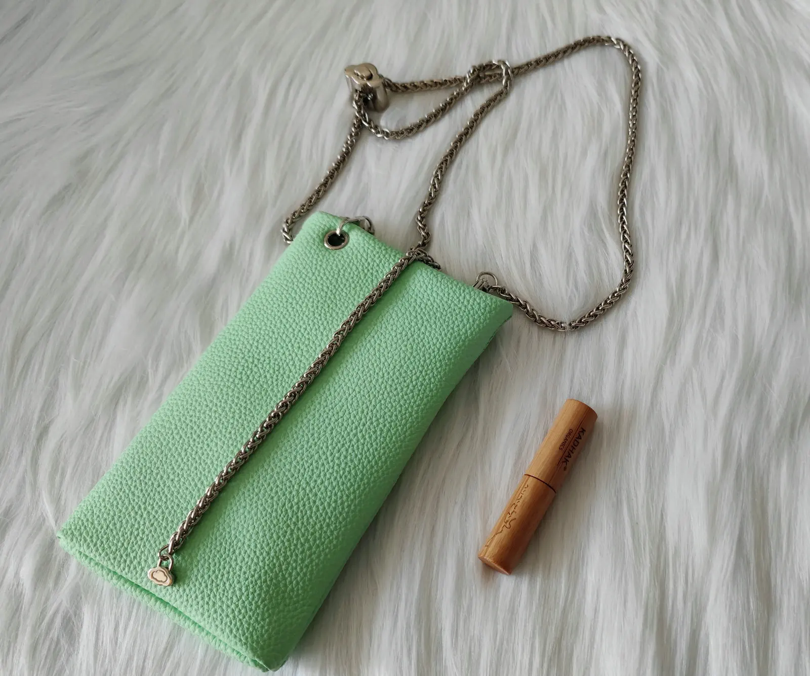 Customizable Green Bag Calf-hair Wallet Phone Bag Good Luck Wish Bag Cow Leather Crossbody Purse Adjustable Chain Xmas Gift