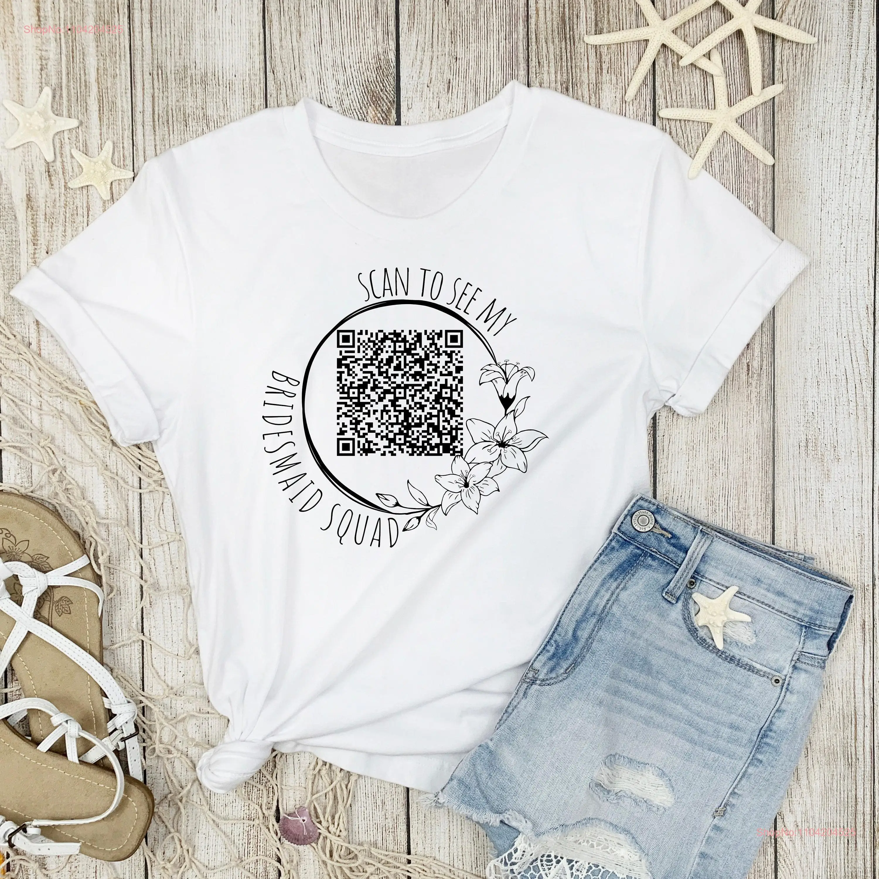 Bride Squad T Shirt with Changeable QR Code Message Personalized Bridal Shower Bridesmaids Update via App