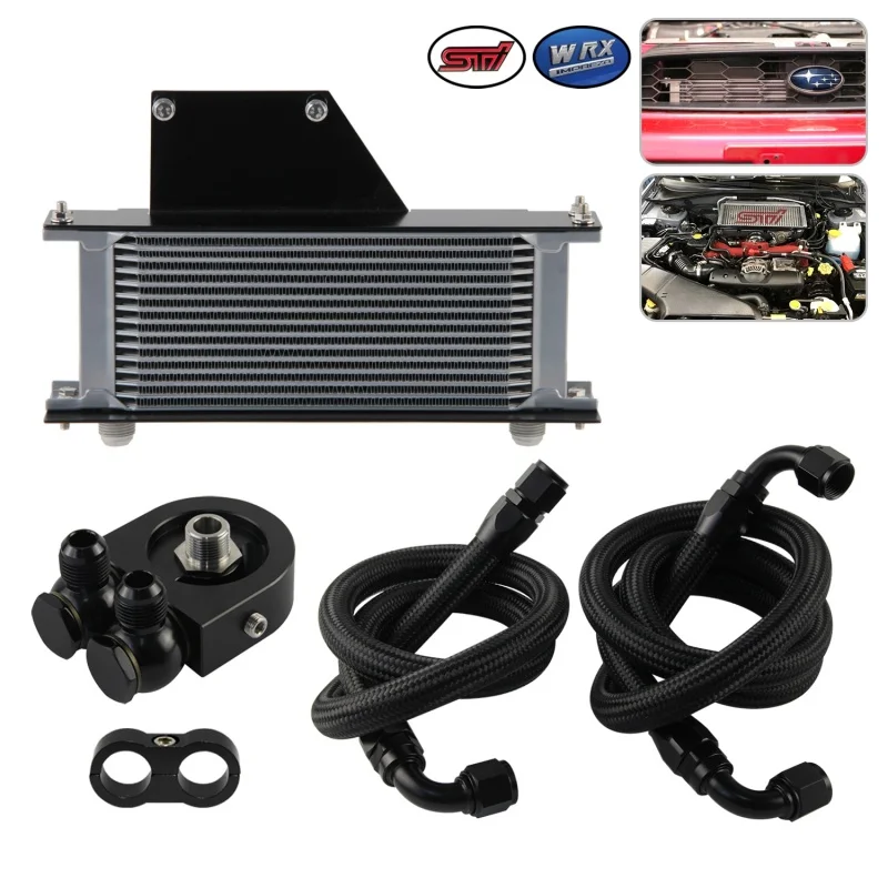 

Алюминиевый 10AN 15-рядный комплект шлангов масляного радиатора подходит для двигателя Subaru Impreza WRX/STI 2,0 л/2,5 л Turbo EJ205 EJ255 2001-2005 серебристый/черный