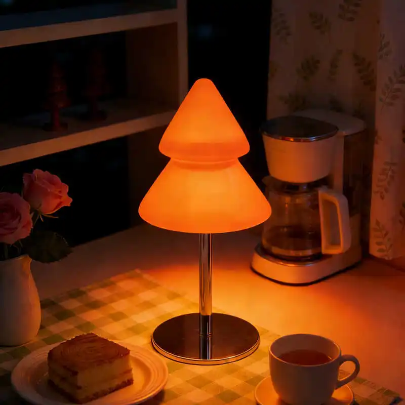 Lámpara de mesa de cristal bonita con árbol de Navidad de dopamina colorida, lámpara decorativa ambiental para dormitorio, mesita de noche y escritorio