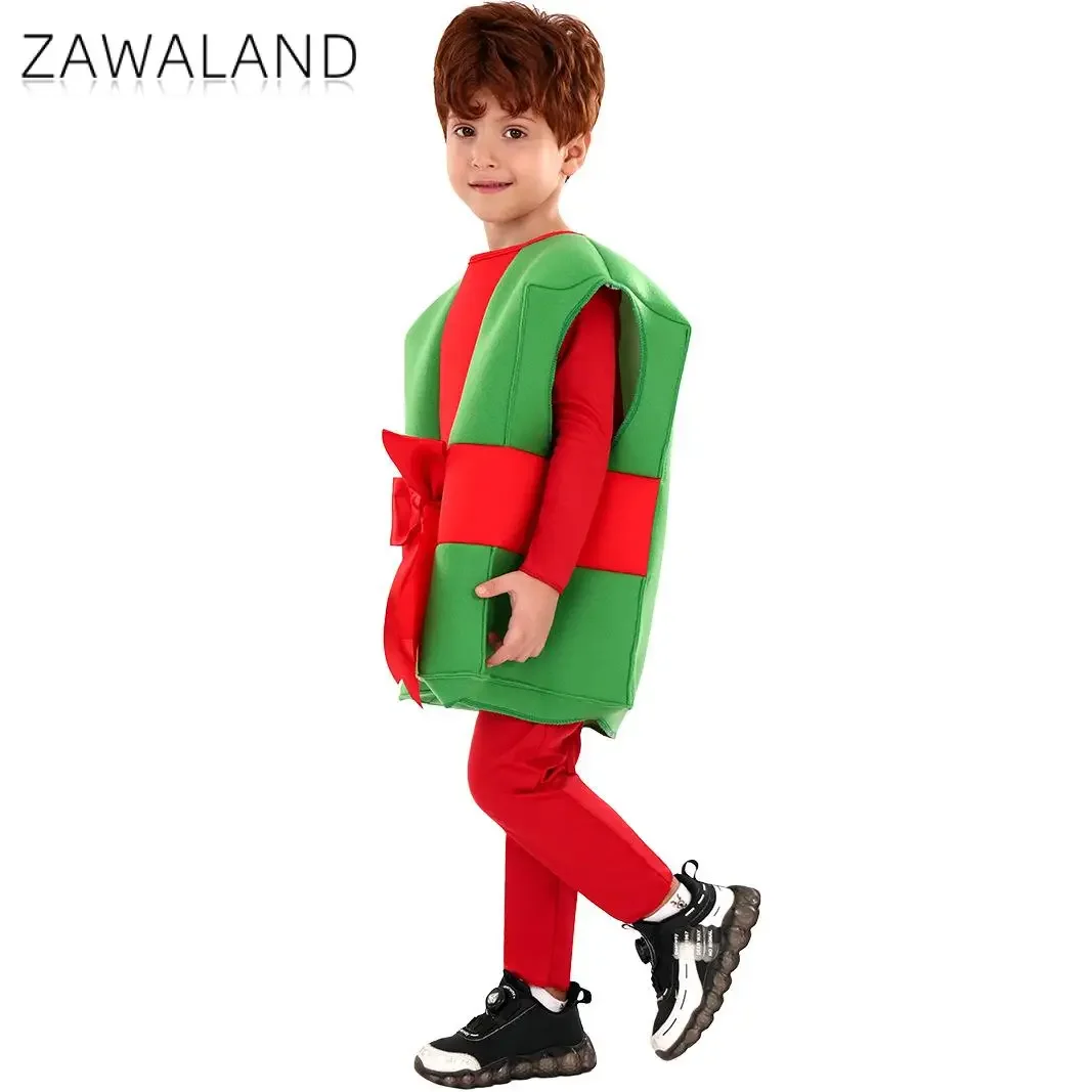 Zawaland Cosplay Christmas Gift Box Costumes Children New Year Xmas Birthday Party Jumpsuits Boys Girl Funny Cute Dress Up