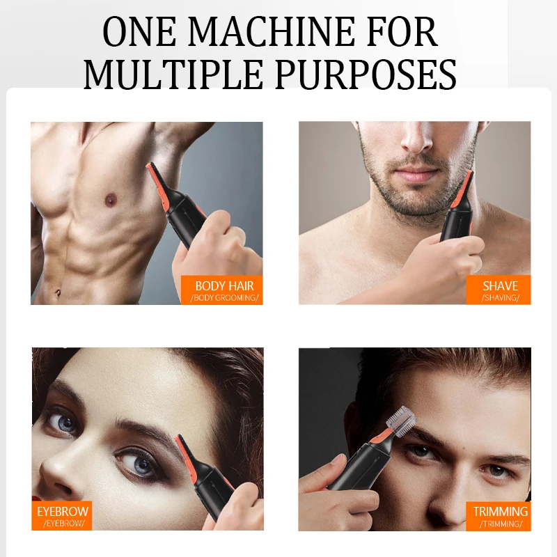 Men's multifunctional shaver with LED light electric mini shaver styling eyebrow trimmer dual blade shaver hair removal device view 6
