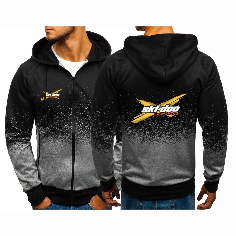 2023 Spring Autumn Ski Doo Can-am Logo Print Gradient Color Hooded Jacket Sweatshirt Personality Hip Hop Trendy Comfortable Coat