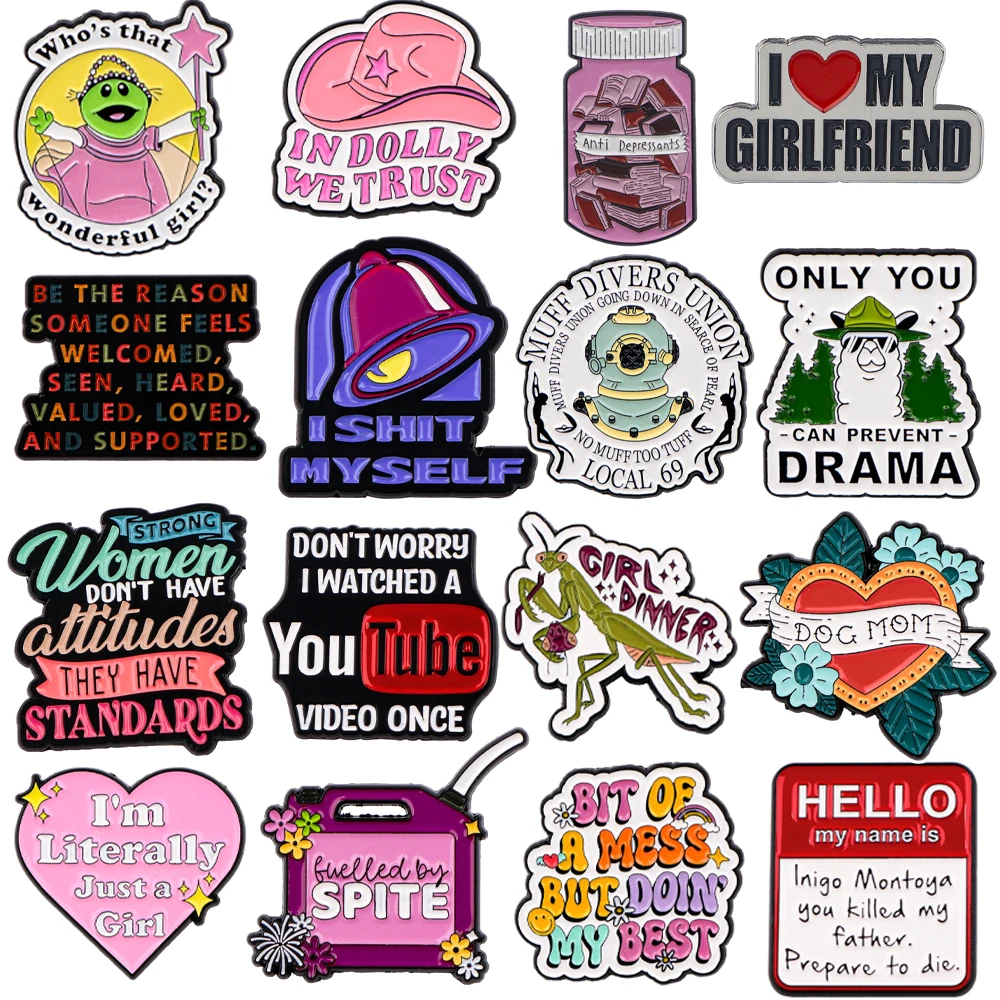 Exquisite Lapel Pins for Backpacks Manga Briefcase Badges on Backpack Funny Quotation Brooch for Clothes New Fashion Accessories