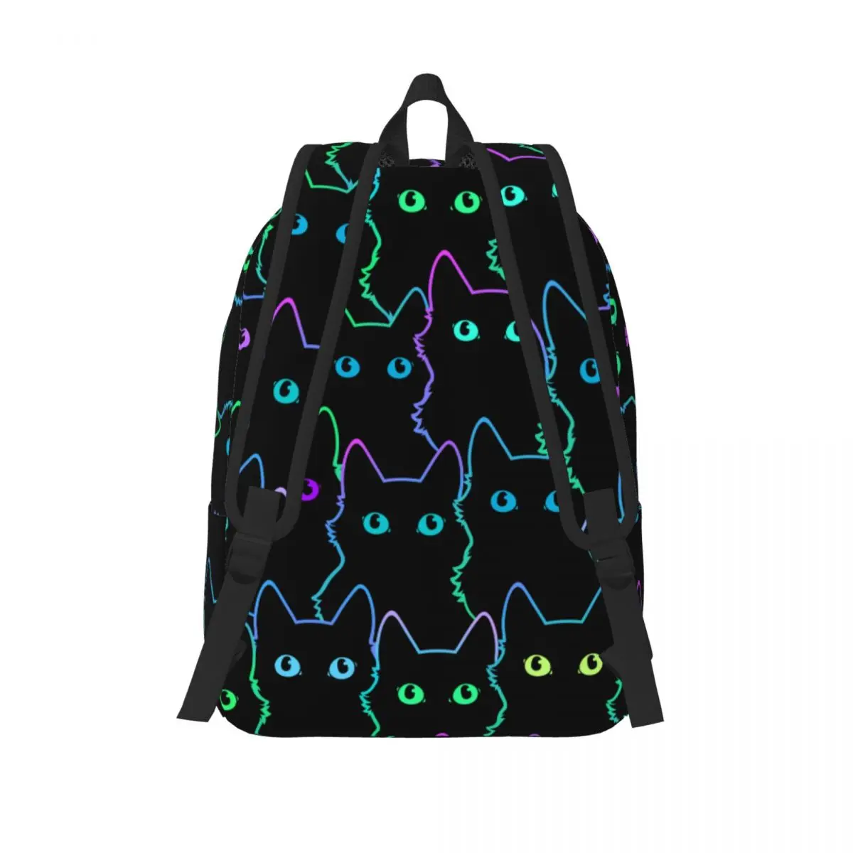 Mochila de lona gato preto para homens e mulheres, mochila de trabalho estudantil, sacos portáteis, presente de moda, fofo