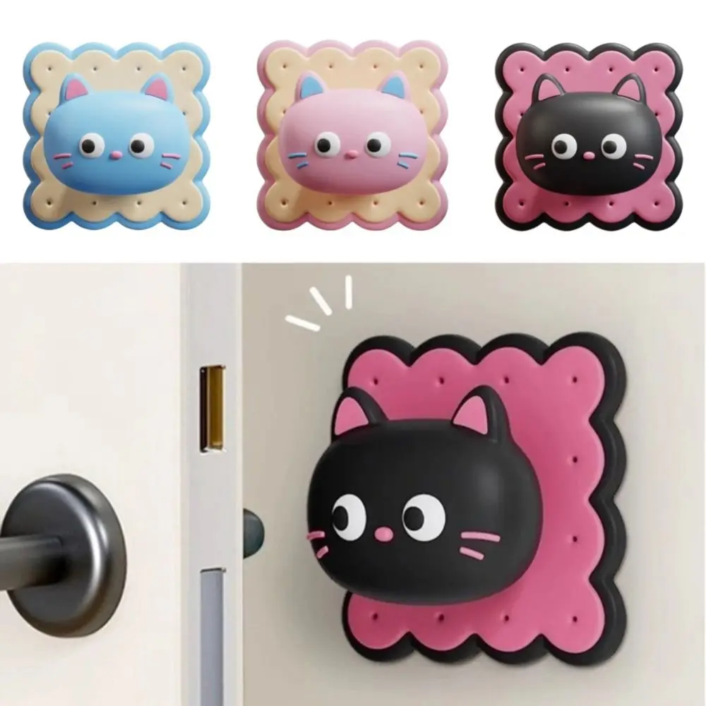 

New Cartoon Cat Door Bumper Stickers Anti-Trap Protection PVC Door Handle Mute Pad Durable Door Handle Stop Home Use