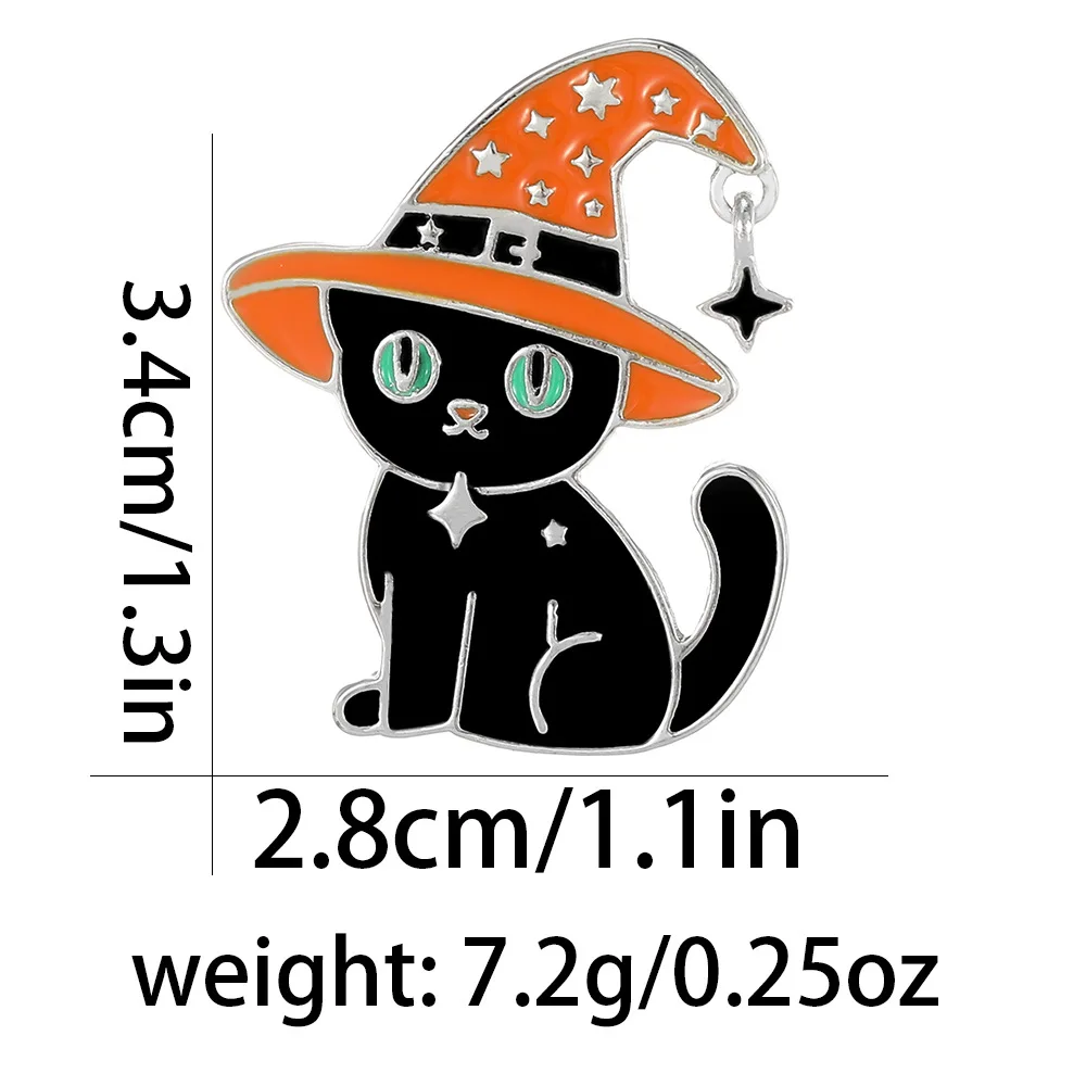 2pcs Cute Cartoon Black Cat Enamel Brooch Creative Halloween Candy Lapel Pin Badge Backpack Clothing Hat Accessories