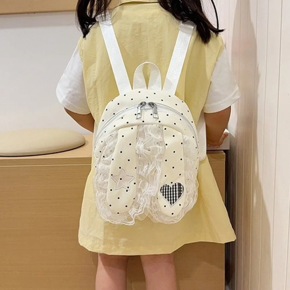 mochila-escolar-de-orelhas-de-coelho-sweet-star-com-coracao-de-renda-grande-capacidade-nylon-poa-para-estudantes