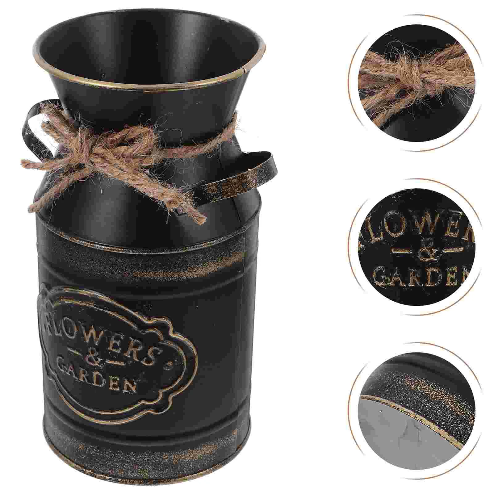 

Iron Vase Home Rustic Decorations Milk Can Jug Metal Galvanized Plant Container