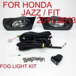 Front Bumper Fog Light Kit For Honda Jazz / Fit 2011 2012 2013 Right + Left Side With Bulb Switch Wire Harness Bezel