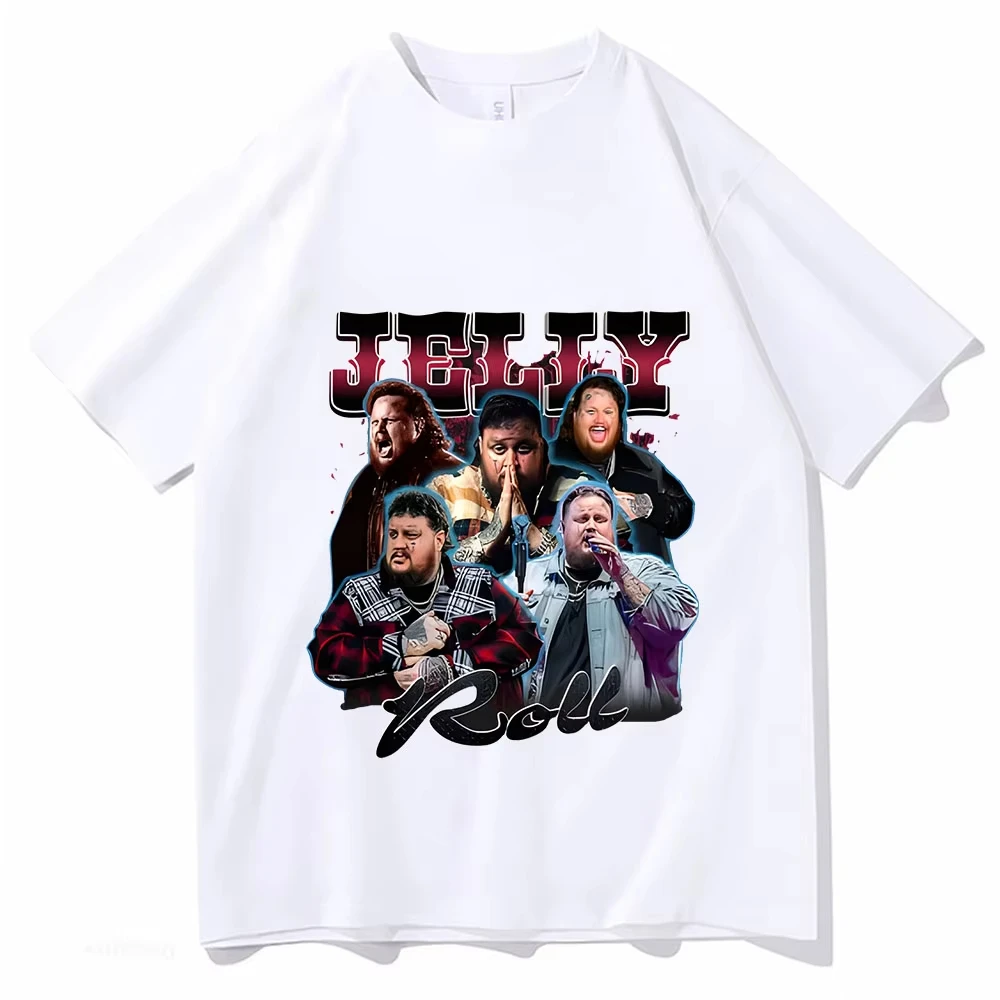 Singer Jelly Roll Graphic Printing Tshirts Cotton Short Sleeve Tee-shirts Hip Hop Clothes Fashion Casual Vintage Unisex T-shirts