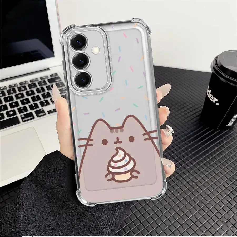 Phone Cover Case for Samsung Galaxy A33 A52 A17 A21s A35 A36 A25 A24 A16 A13 A15 A26 Cute Cartoon Cat P-Pusheens