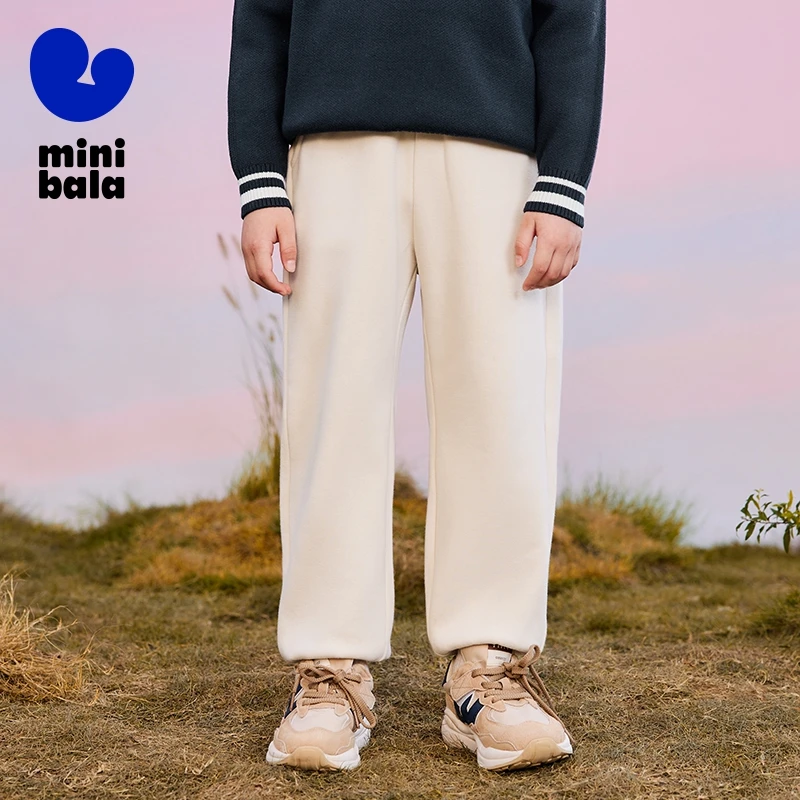 

Mini Bala Kids Pants Spring Autumn New Fleece Lined Sweatpants Warm Trousers