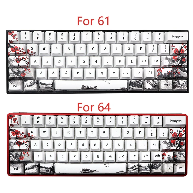 N87R Novelty Allover Dye Subbed Plum Blossom 71 Key Profile Keycap for GH60 RK61 ALT61 Anne PRO2 GK61 GK64 Dz60 Keycaps,JP