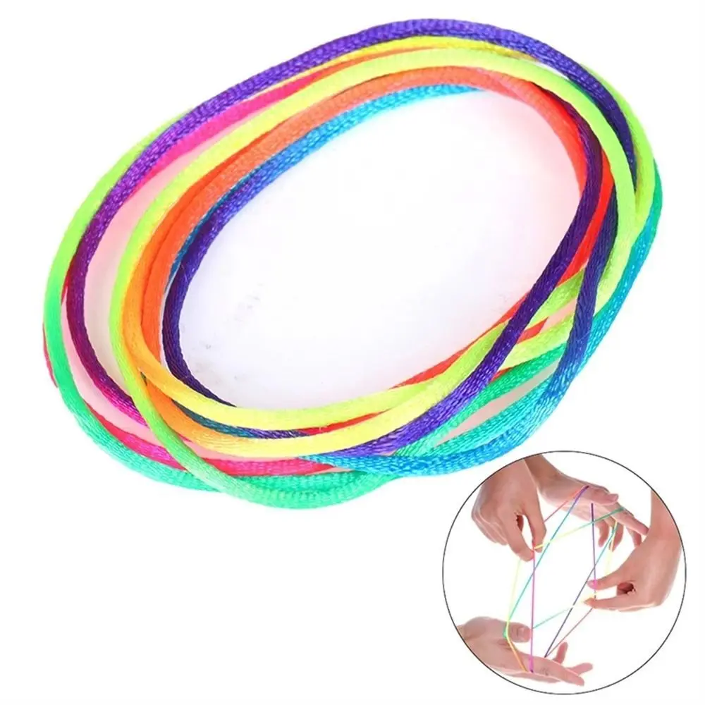 1Pc 165cm Rainbow Color Cradle String Finger Games Classic Rope Thread Toy Ropes Hand String Puzzle Game Create Toy Supplies