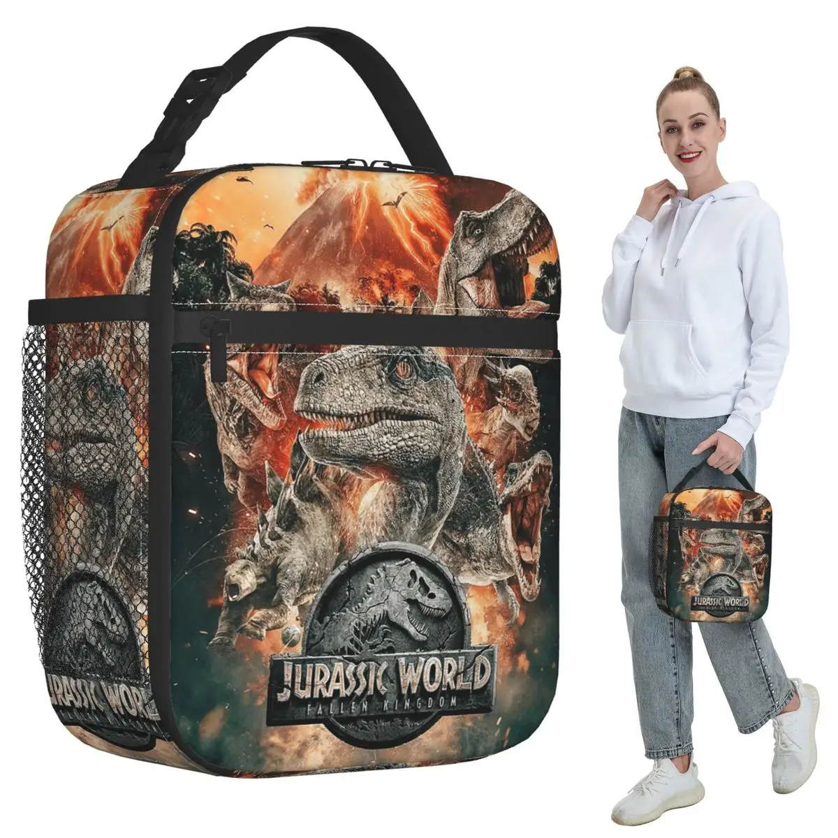 

Jurassic World DinosaurFallen Kingdom 2018 Insulated Lunch Bag for Women Office Cooler Thermal Food Box Tote Lunch Boxes