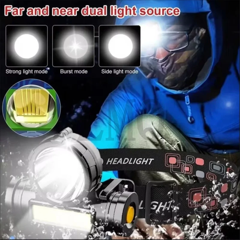 

Powerful LED Headlamp Torch Portable USB Rechargeable Head Lantern Flashlight Waterproof Camping Fishing Head LED Lights