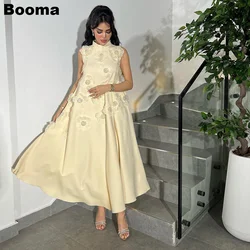 Booma Saudi Arabic A-line Prom Dresses Halter Appliques Sleeveless Women's Evening Dress Ankle Length Formal Party Gowns Dubai