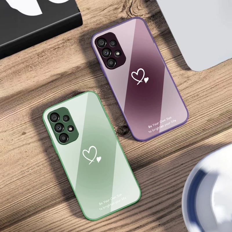 

Gradient heart shape For Samsung S25 S25 Edge S25Ultra S8 9 S10 20 U ltra S21 Pro S22 Plus S23 FE S24 Ultra Glass Phone Case
