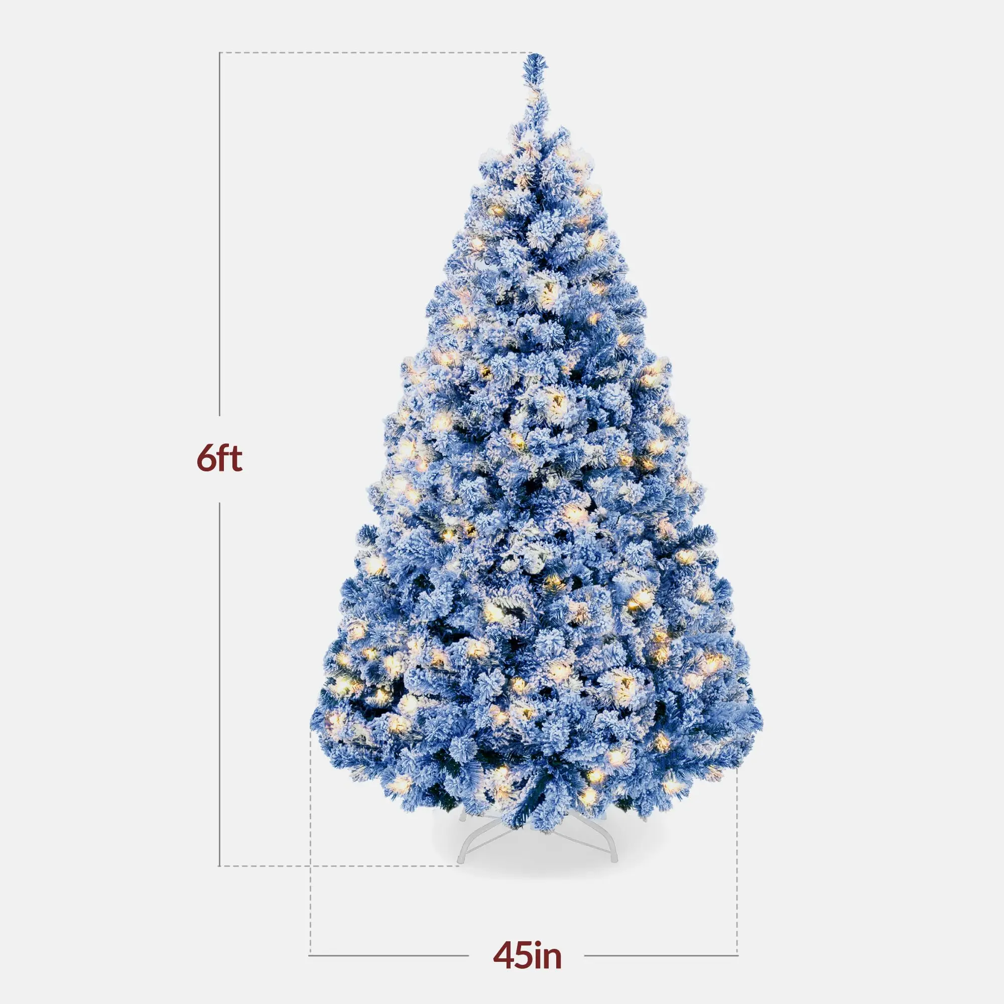 Artificial Flocked Christmas Tree, 6ft Premium Pre-Lit Colorful Pine Holiday Décor w/250 Twinkle Lights, Metal Base