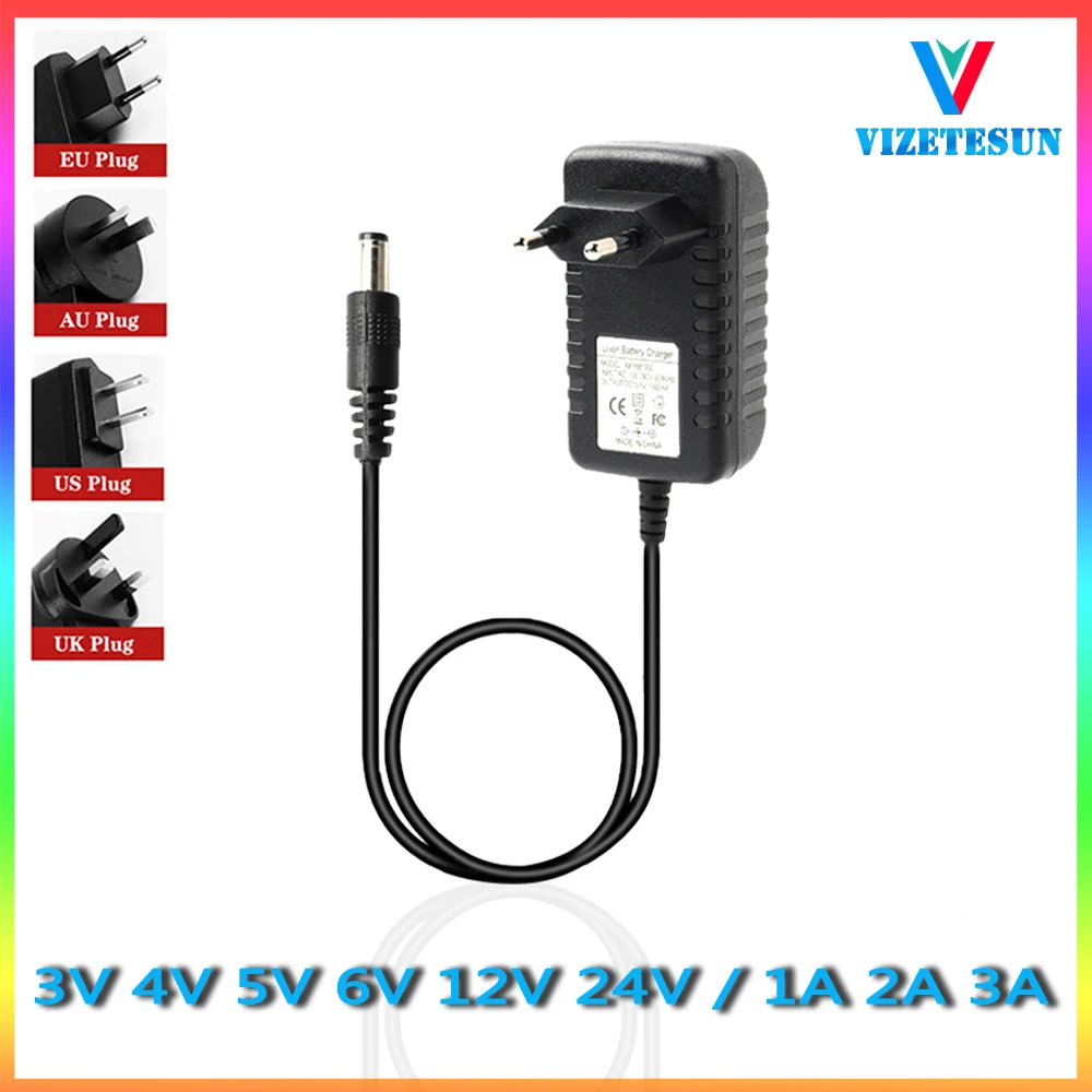 AC 100-240V DC 3V 4V 5V 6V 12V 24V 1A 2A 3A power Adapter Converter Adaptor 3 V Volt Charger Power Supply EU Plug 5.5* 2.1mm