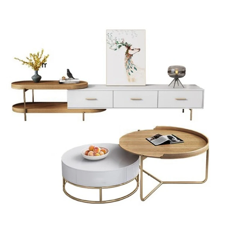 

Nordic simple small apartment storage creative coffee table combination living room balcony modern light luxury