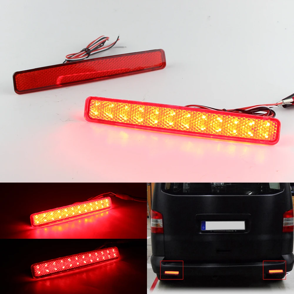 2pcs Rear Bumper Reflector Fog Lamp Tail Brake Warning light For VW T5 Transporter Caravelle Multivan 2003-2011 2007 2008 2009
